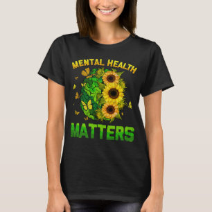 Camiseta Saúde Mental Sunflower Implica Consciência Mulhere