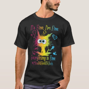 Camiseta Saúde Mental Tecnologia Tudo Está Bem Colorfu
