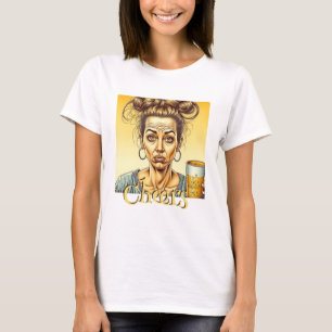 Camiseta Saúde Mulher engraçada segurando uma cerveja de