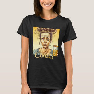 Camiseta Saúde Mulher engraçada segurando uma cerveja de