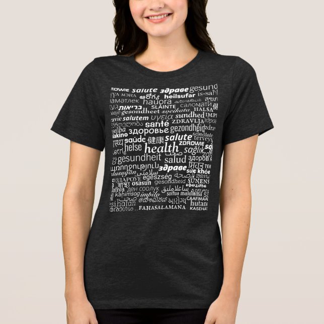 Camiseta Saúde - Multilíngue Internacional - Seja Saudável (Frente)