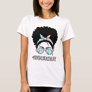 Camiseta Saúde Negra Afro Mensageiro Tripulação Americana A