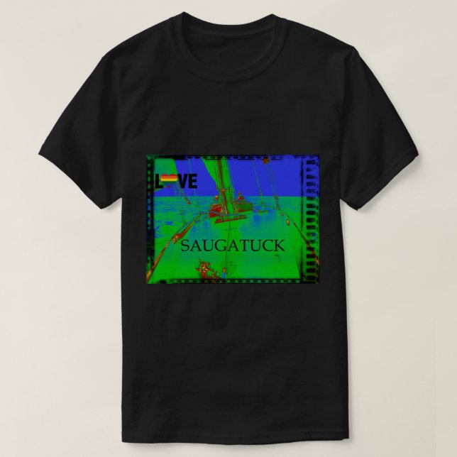 Camiseta Saugatuck Michigan Shirt Rainbow Vintage (Frente do Design)