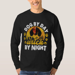 Camiseta Sausage Dachshund Feiticeira de Halloween Spooky M