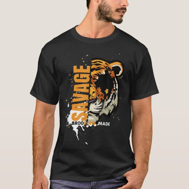 Camiseta Savage Tiger,brooklyn Made, Graphic Tees Tiger, Mo (Frente)