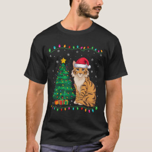 Camiseta Savannah Cat Papai Noel Homens Mulheres Crianças N