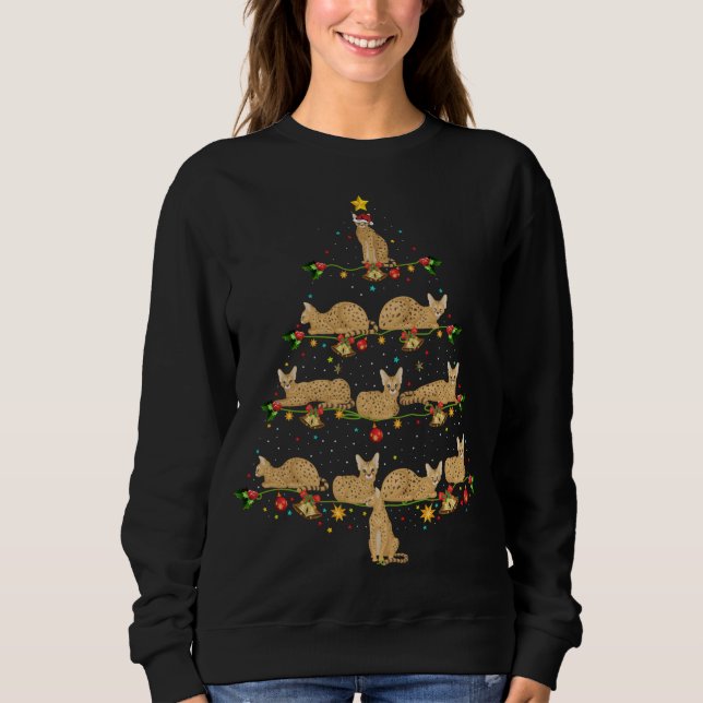 Camiseta Savannah Cat Xmas Tree Gift Santa Hat Savannah Cat (Frente)