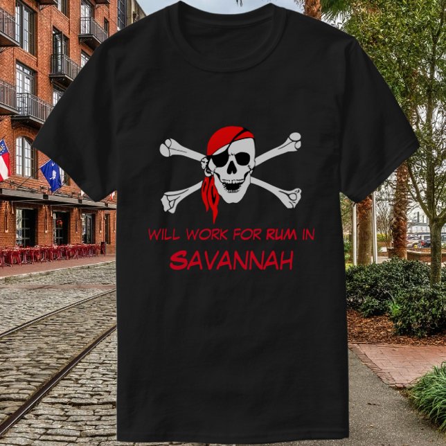 Camiseta Savannah GA Pirate Skull Crossbones Trabalha para  (Criador carregado)