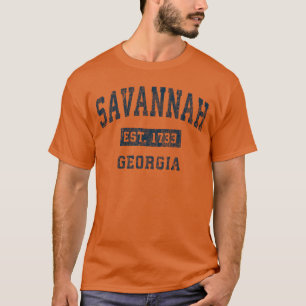 Camiseta Savannah Geórgia GA Design de Esportes Vintage Azu