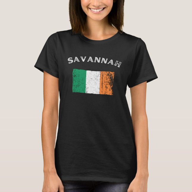 Camiseta SAVANNAH GEORGIA Irish American Flag Badge (Frente)