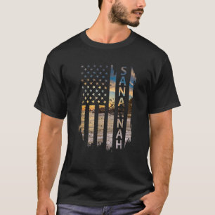 Camiseta Savannah Georgia Summer Sunset American Flag