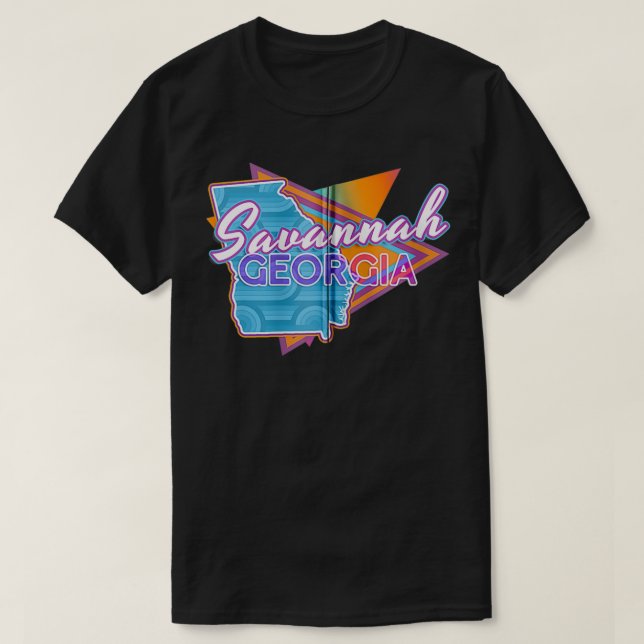Camiseta Savannah Georgia Vintage Retro Throwback Zip (Frente do Design)