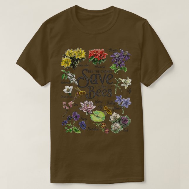 Camiseta Save The Bees Flowers Honey Bee Decline Clipart  (Frente do Design)