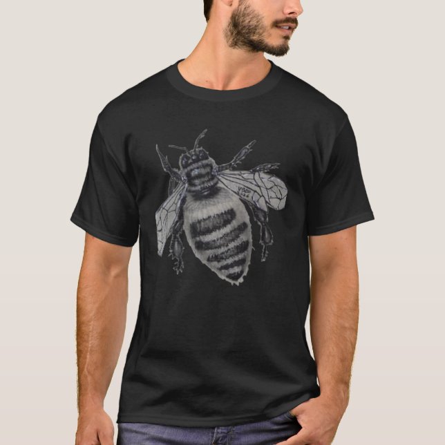 Camiseta Save the Bees: Realistic Hand-Drawn Honey Bee Art (Frente)