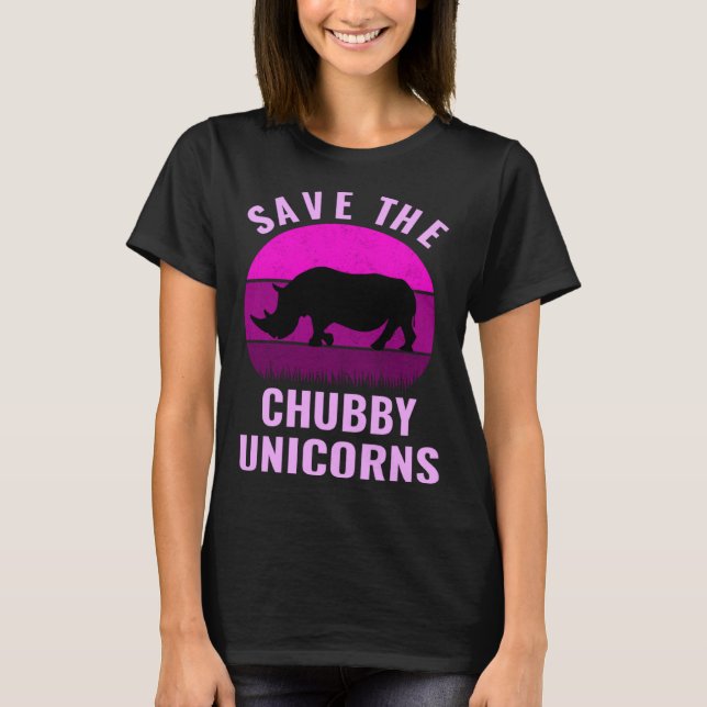 Camiseta Save The Chubby Unicorns Retro Style Rhino (Frente)