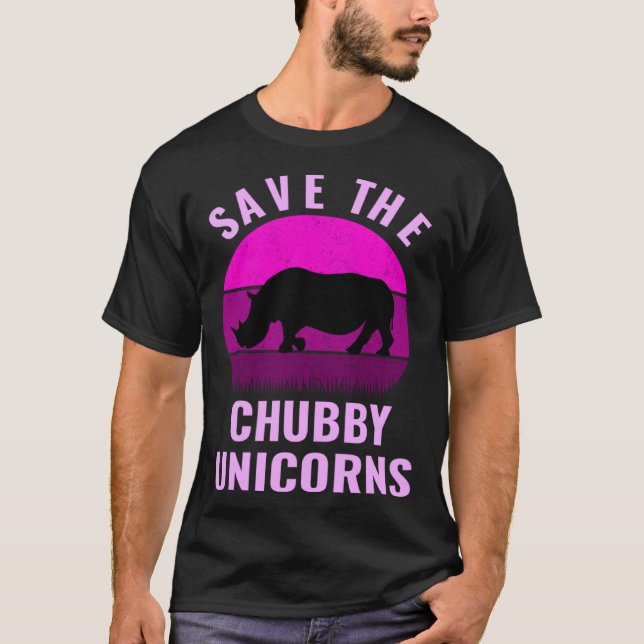 Camiseta Save The Chubby Unicorns Retro Style Rhino (Frente)