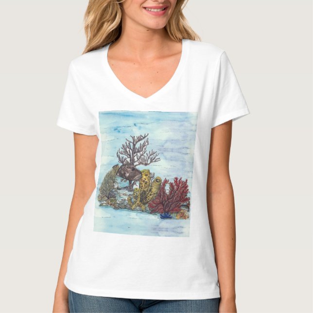 Camiseta Save The Coral Reefs Handpainted (Frente)