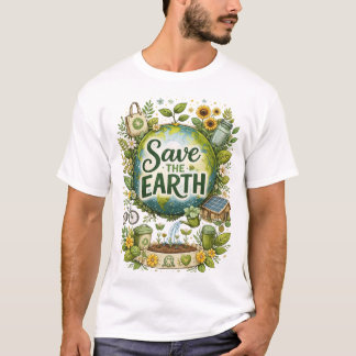 Camiseta Save the Earth – Eco-Friendly Nature Illustration