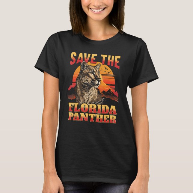 Camiseta Save The Florida Panther Retro Wildlife Cougar (Frente)