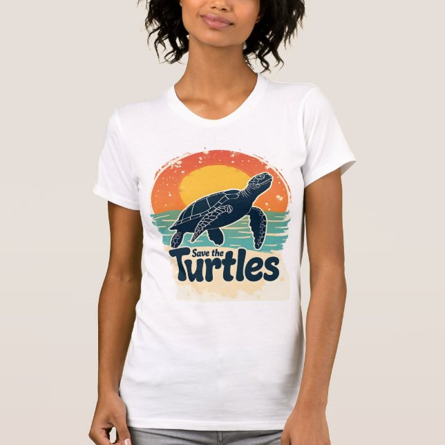 Camiseta Save The Turtles Animal Rights Sea Turtle Retro St (Frente)