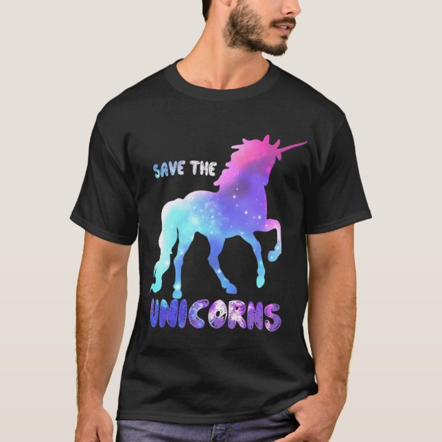 Camiseta Save the Unicorns girl funny (Frente)