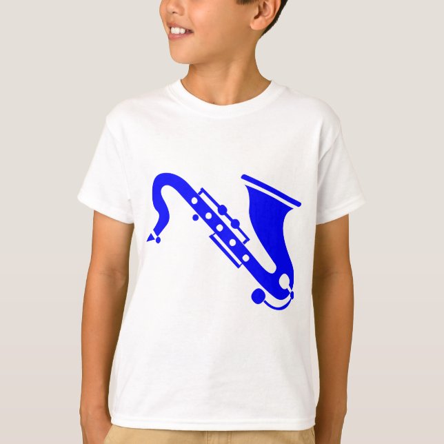 Camiseta Saxofone - Azul (Frente)