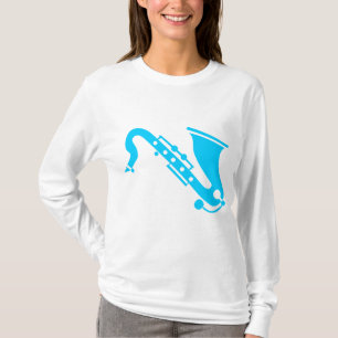 Camiseta Saxofone - azul-céu