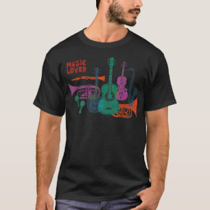 Camiseta Saxofone Clarinet Vintage Música acústica Mandolin