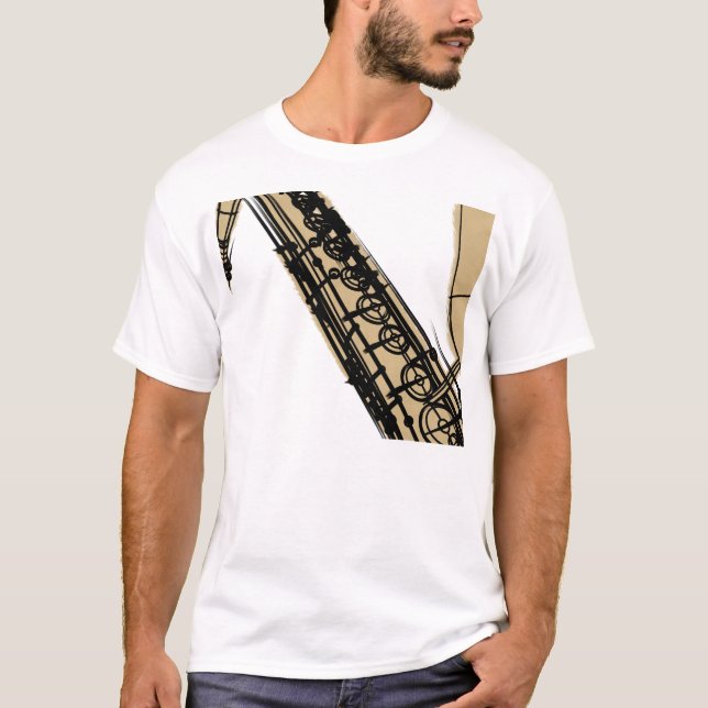 Camiseta saxofone de conteúdo khaki (Frente)