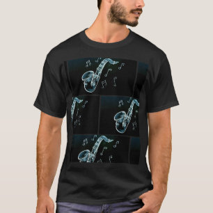 Camiseta Saxofone E Notas De Música