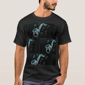 Camiseta Saxofone E Notas De Música