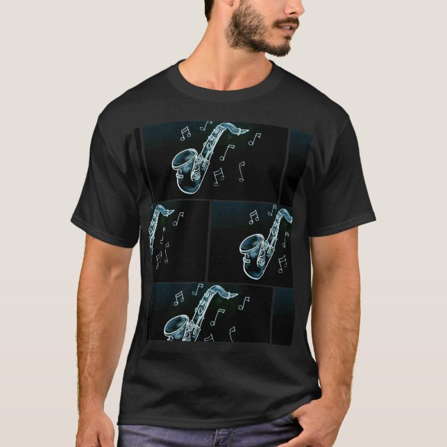 Camiseta Saxofone E Notas De Música (Frente)
