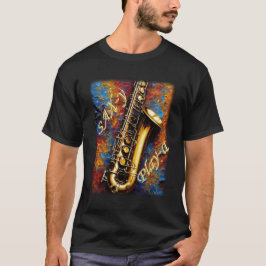 Camiseta Saxofone - Estilo Van Gogh