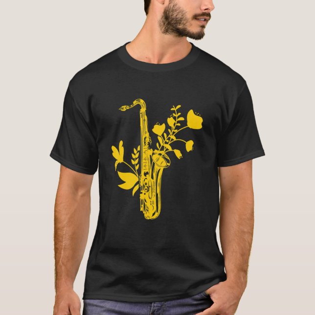 Camiseta Saxofone Flores Musicais Saxo (Frente)