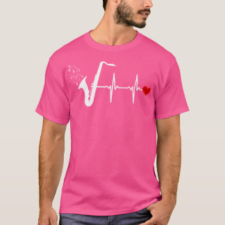Camiseta Saxofone Heartbeat Music Jazz Banda Shirt