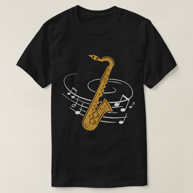 Camiseta Saxofone Jazz Music Brass Instrumento Saxofonista (Frente do Design)
