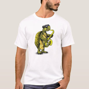 Camiseta Saxofone legal que joga a tartaruga