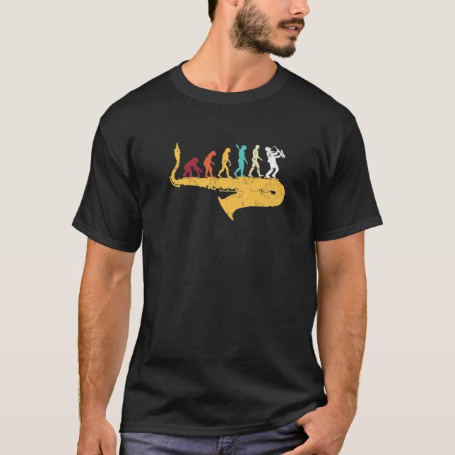 Camiseta Saxofone Music Lover Evolução Humana Saxofonista (Frente)