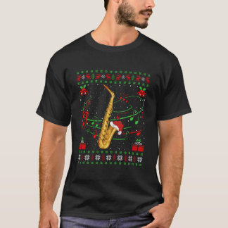 Camiseta Saxofone Music Lover Xmas Gift Ugly Saxophone Chr