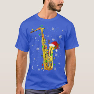 Camiseta Saxofone Natal Engraçado Música Sobretudo Luzes Xm