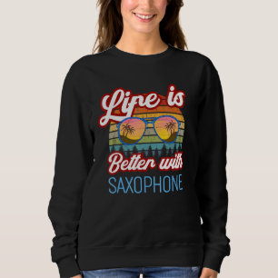 Camiseta Saxofone Retro Sunset Life É Melhor Com Saxofone