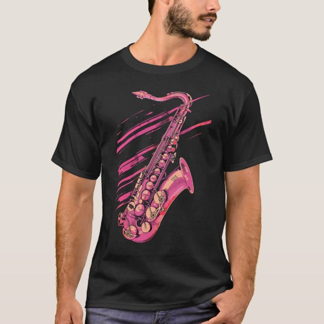 Camiseta Saxofone rosa (Frente)