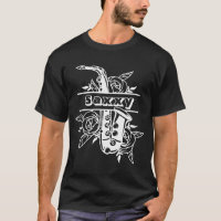 Saxofone "Saxofone" preto e branco, Camisa-T de mú