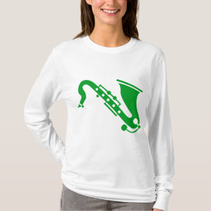 Camiseta Saxofone - verde de grama
