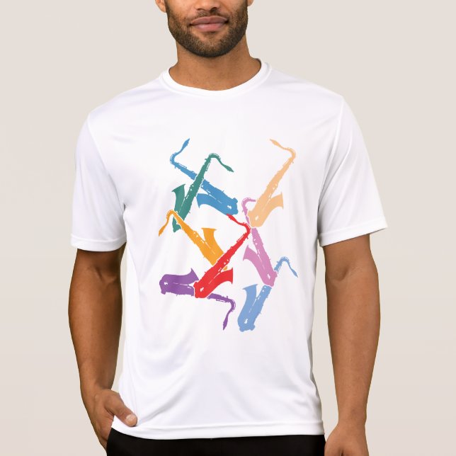 Camiseta Saxofones Coloridos (Frente)