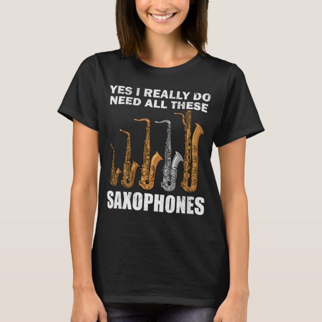 Camiseta Saxofonista Oferta Música Jazz Oferta Mulheres Sax (Frente)