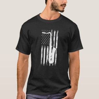 Camiseta Saxophone America Flag Sax Player Saxophonist Prem