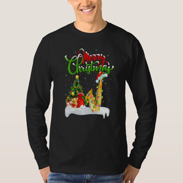 Camiseta Saxophone Music  Xmas Decorations Saxophone Christ (Frente)