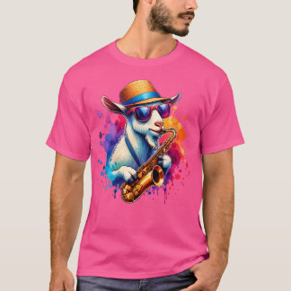Camiseta Saxophone Playing Goat With Sunglasses