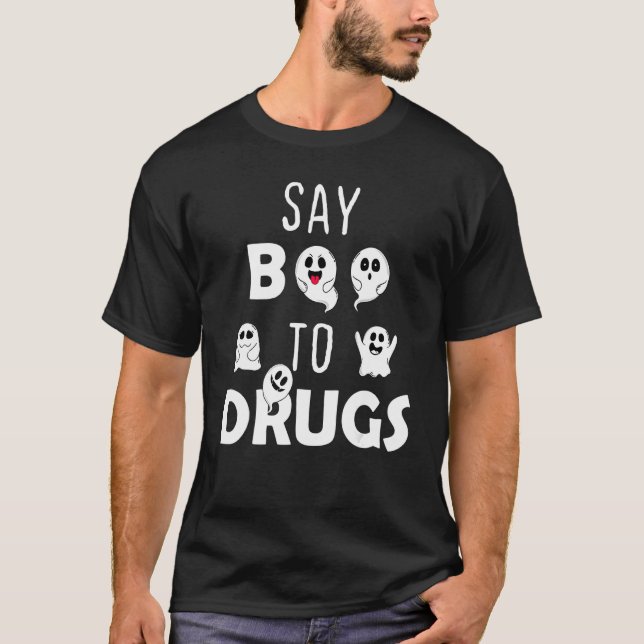 Camiseta Say Boo To Drugs Red Ribbon Week   Ghosts Hallowee (Frente)